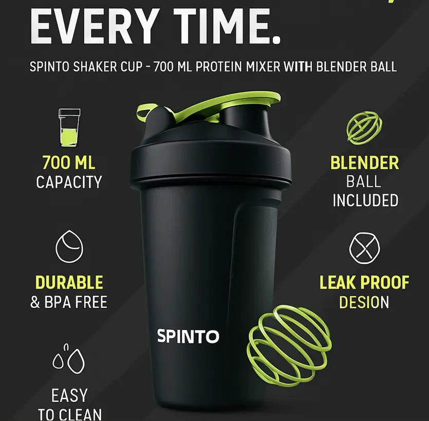 Spinto Shaker Cup- 700 ml Protein Mixer With Blender Ball