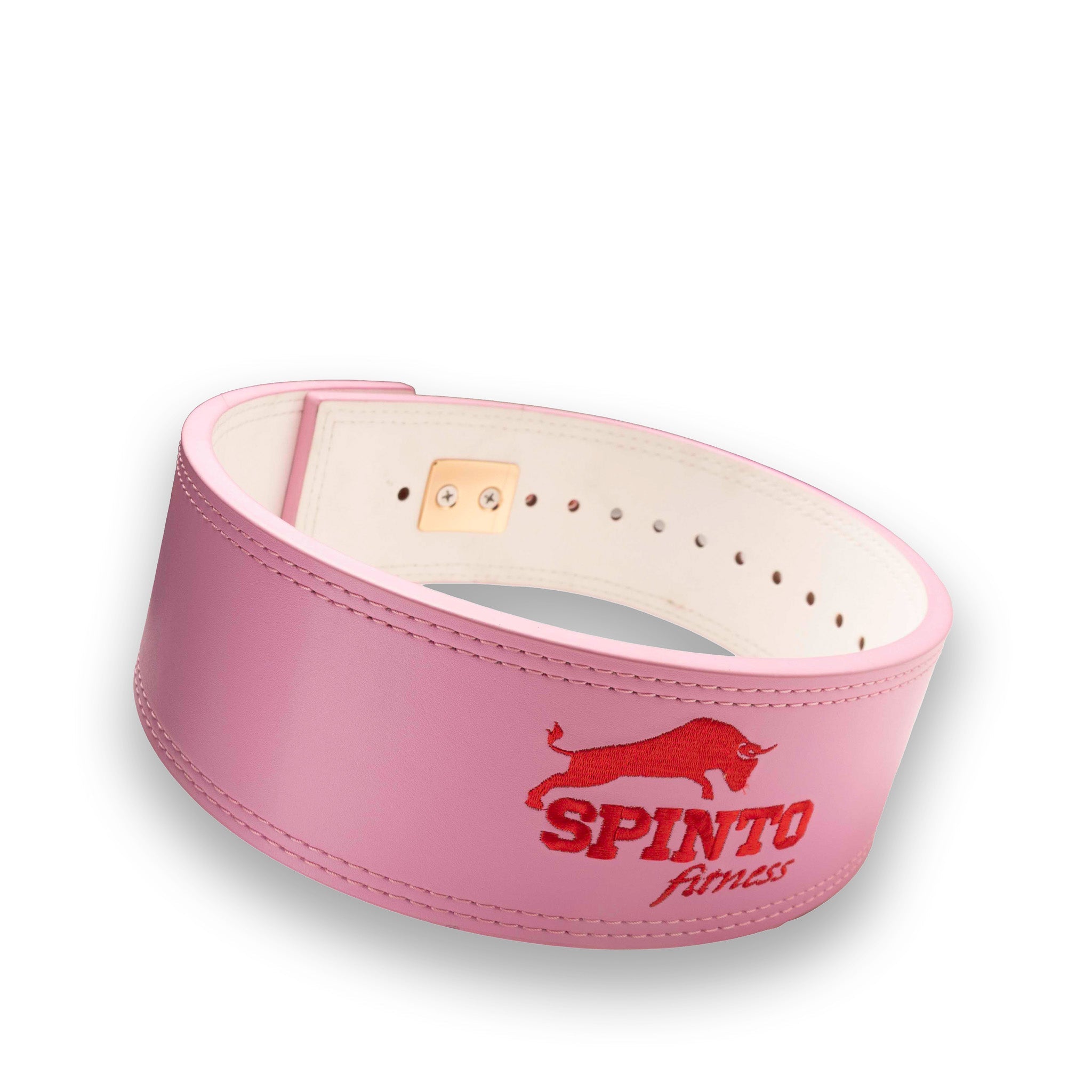 SPINTO 13mm leather lever belt in pink with gold lever