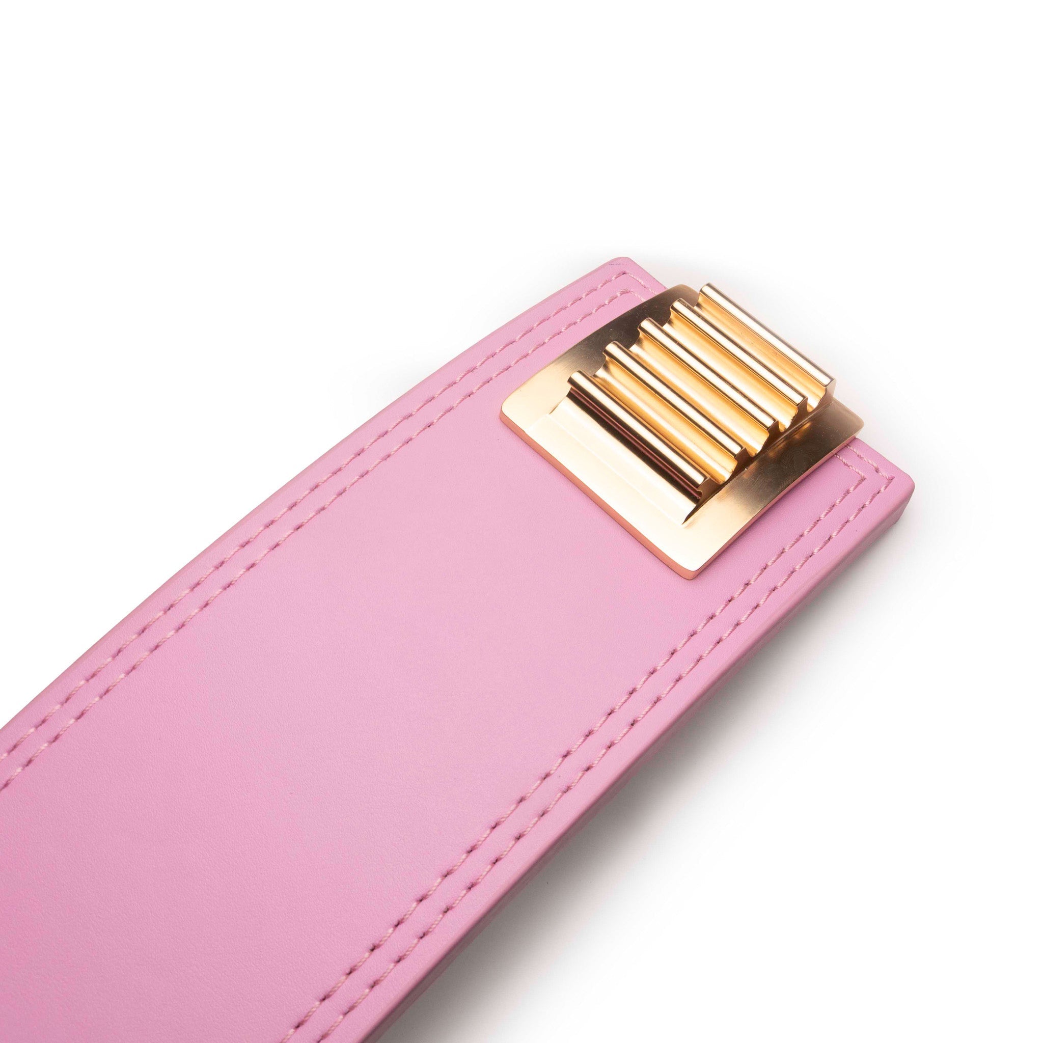 SPINTO 13mm leather lever belt in pink with gold lever