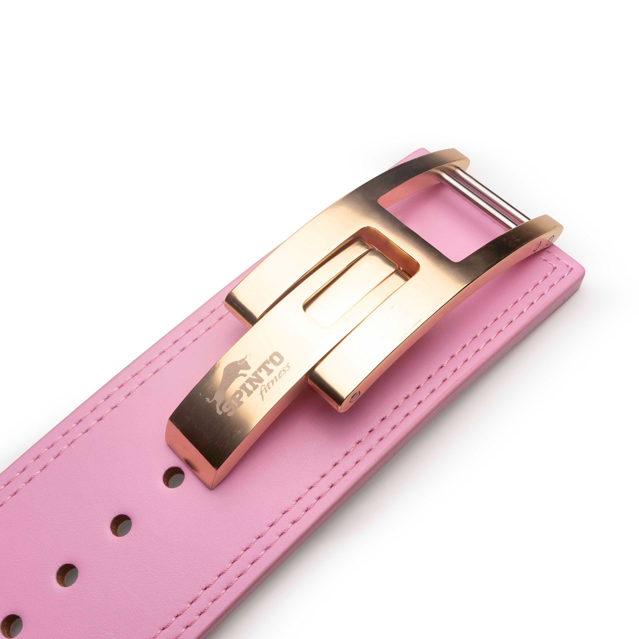 SPINTO 13mm leather lever belt in pink with gold lever